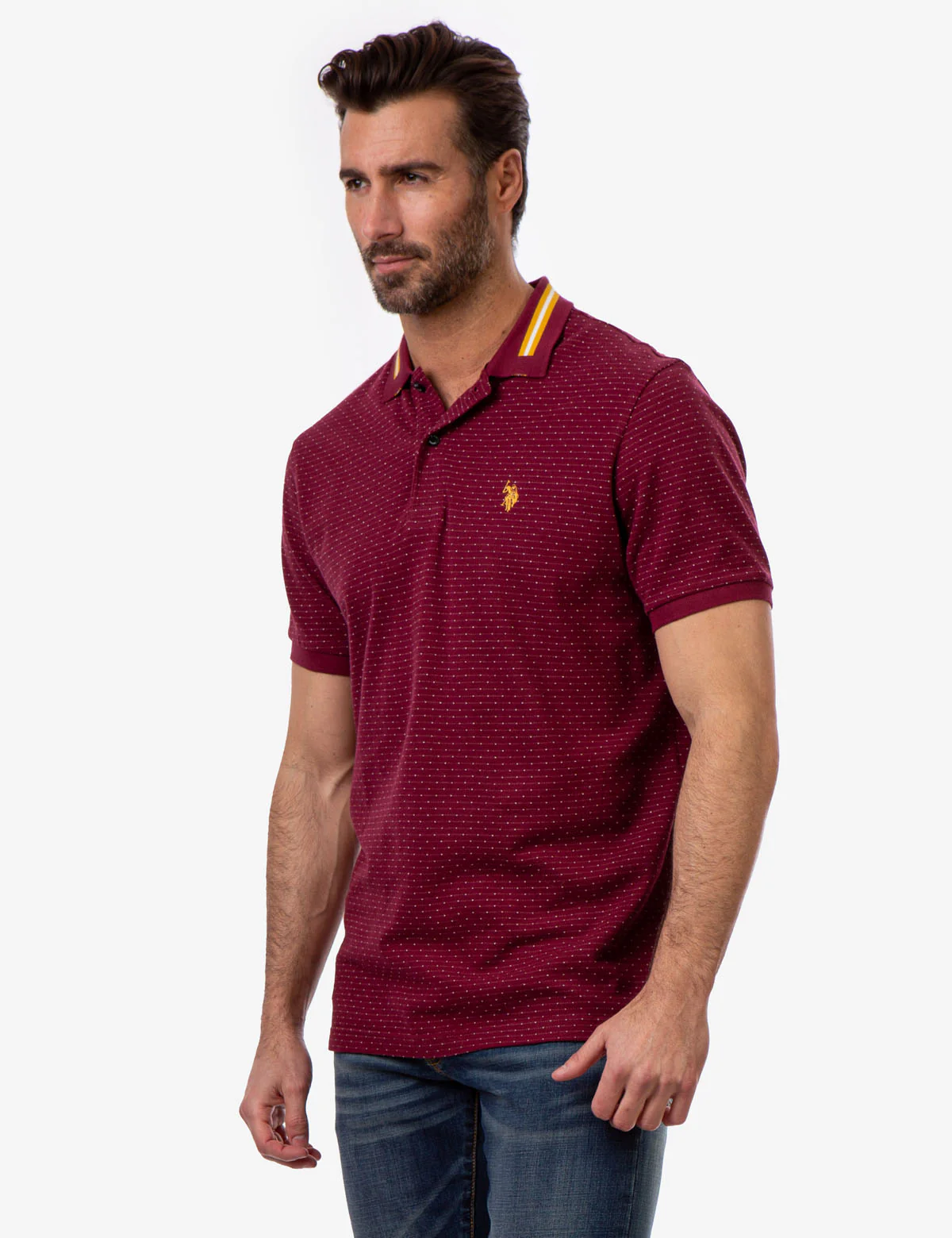 BLACK MALLET JACQUARD PIQUE POLO SHIRT - Image 3