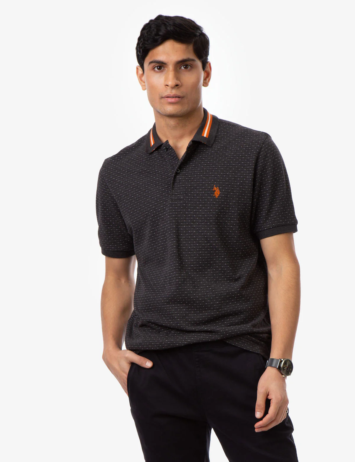 BLACK MALLET JACQUARD PIQUE POLO SHIRT - Image 7