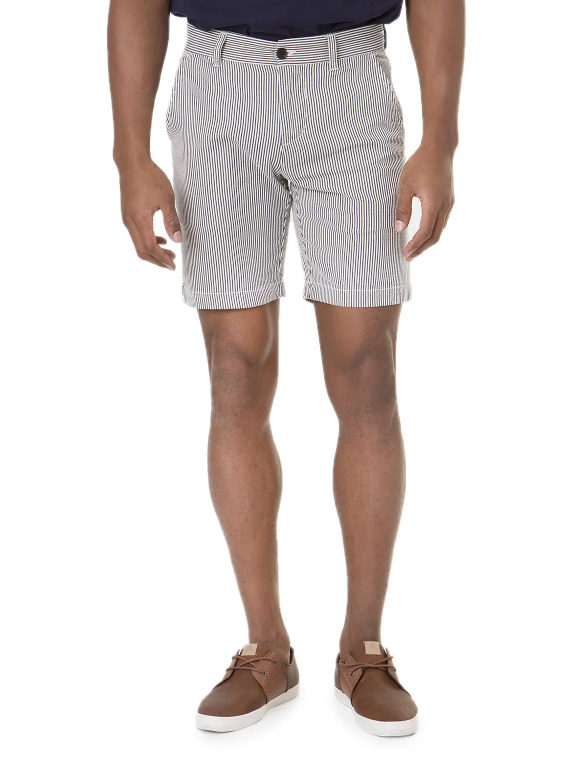 Black Mallet Seersucker STRIPE Slim Fit Shorts - Image 3