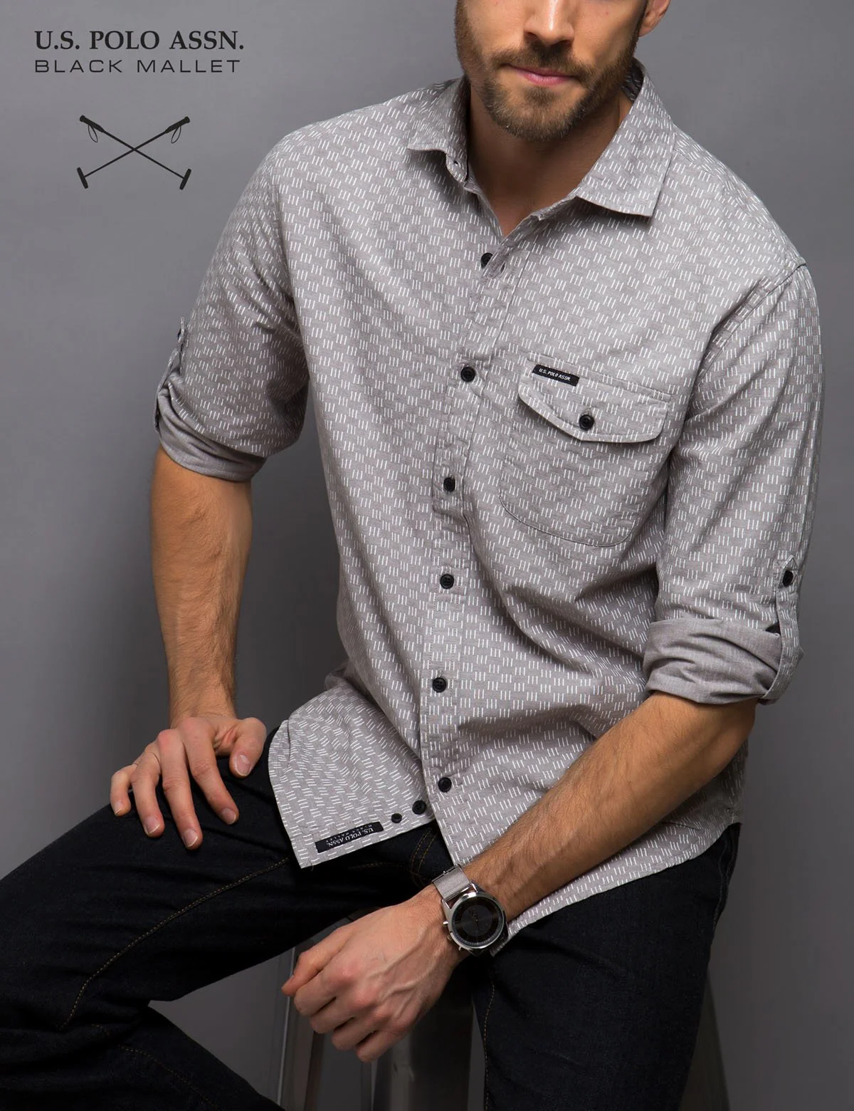 SLIM FIT LINE PRINT SHIRT - Image 9