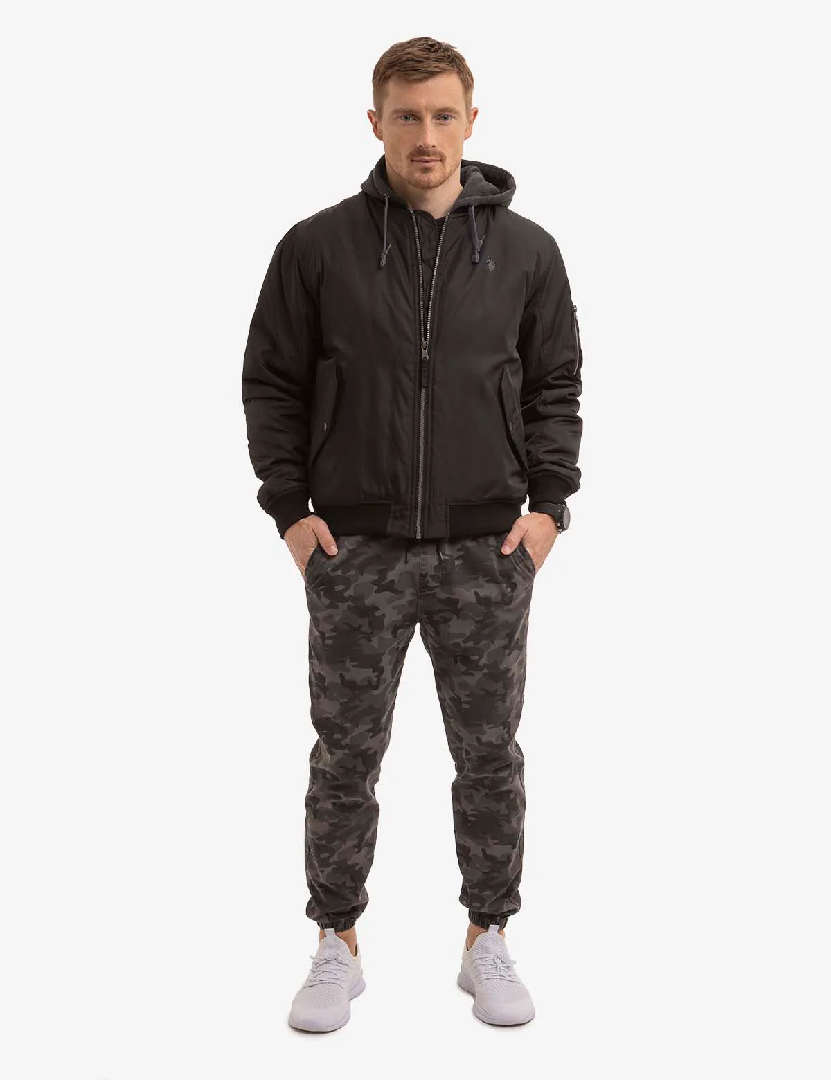 BOMBER JACKET WITH FLEECE HOOD - Image 2