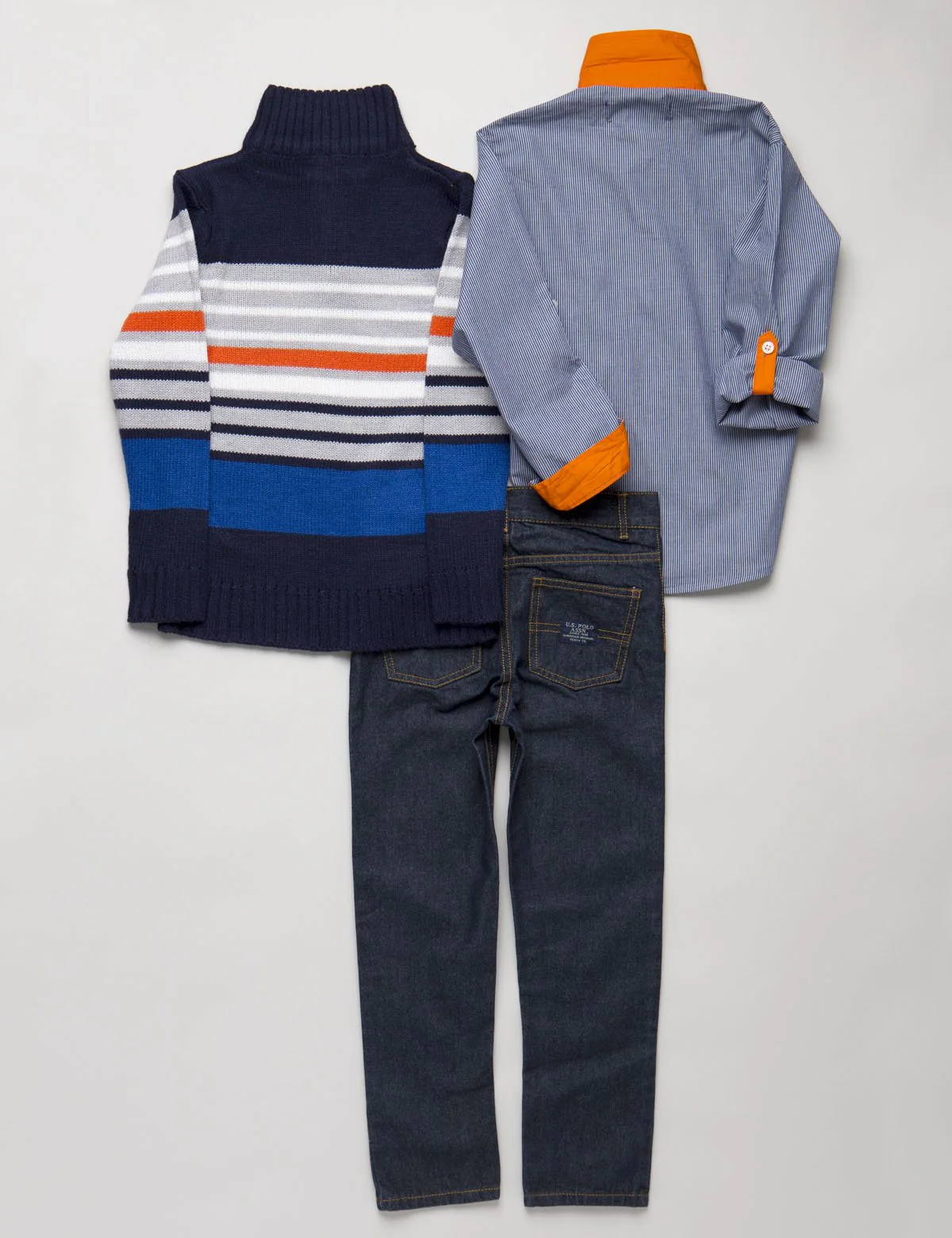 Boys 3 Piece Long Sleeve Plaid Shirt Sweater & Den - Image 2