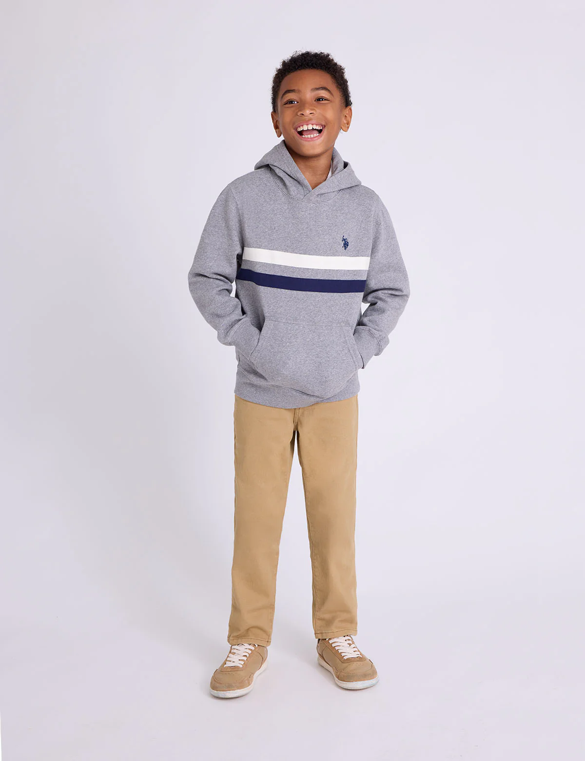 BOYS CHEST STRIPE FLEECE HOODIE - Image 8
