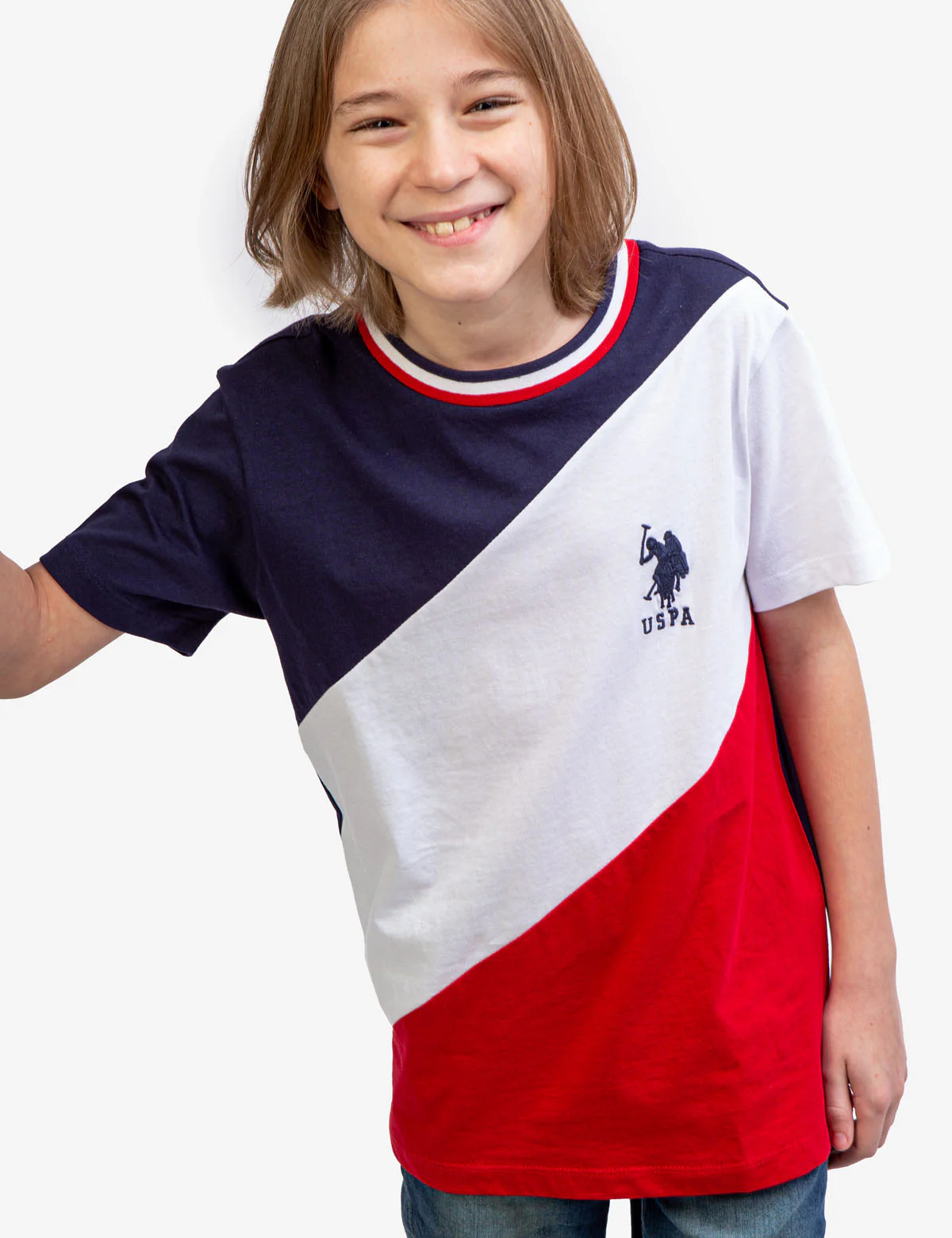 BOYS DIAGONAL CREW NECK T-SHIRT