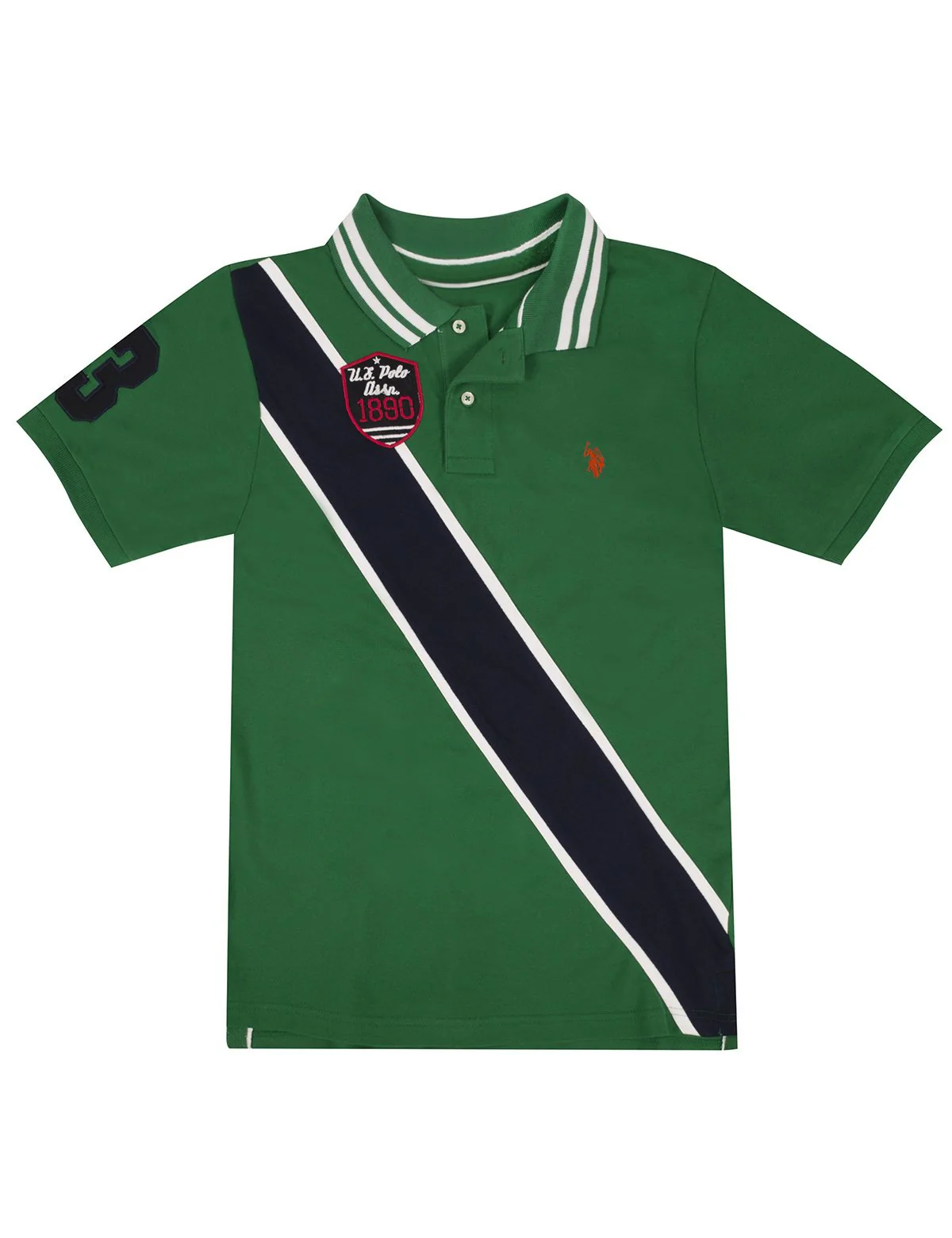 Boys Diagonal Stripe Polo Shirt - Image 2