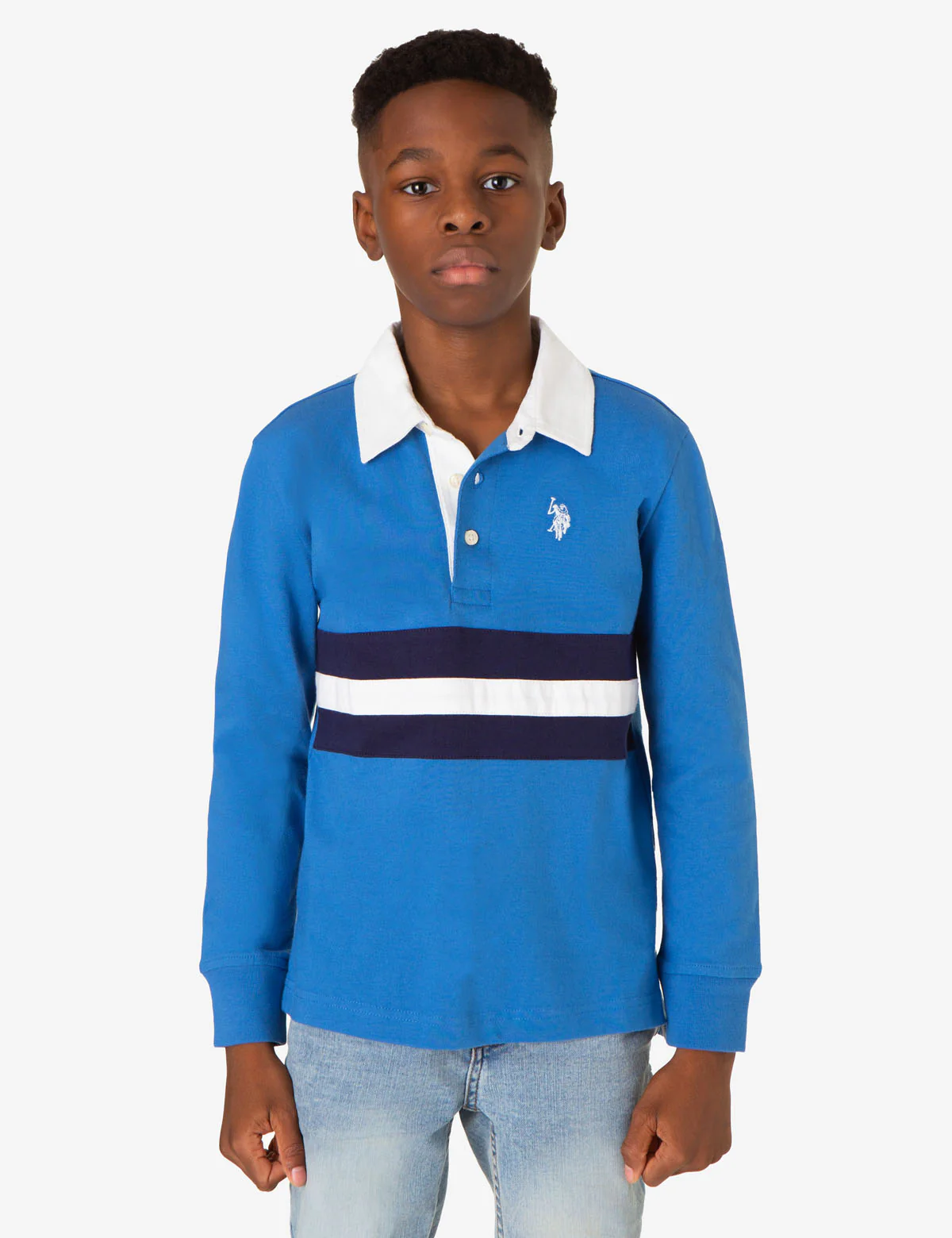 BOYS LONG SLEEVE PIECED STRIPE POLO SHIRT - Image 3