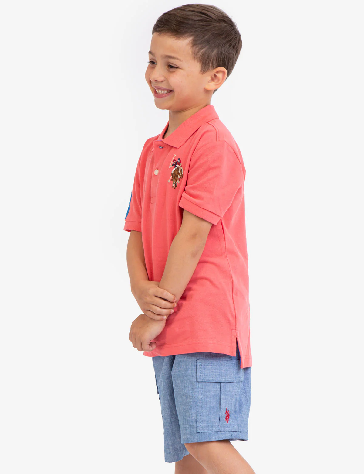 BOYS MULTI COLOR LOGO PIQUE POLO SHIRT - Image 3