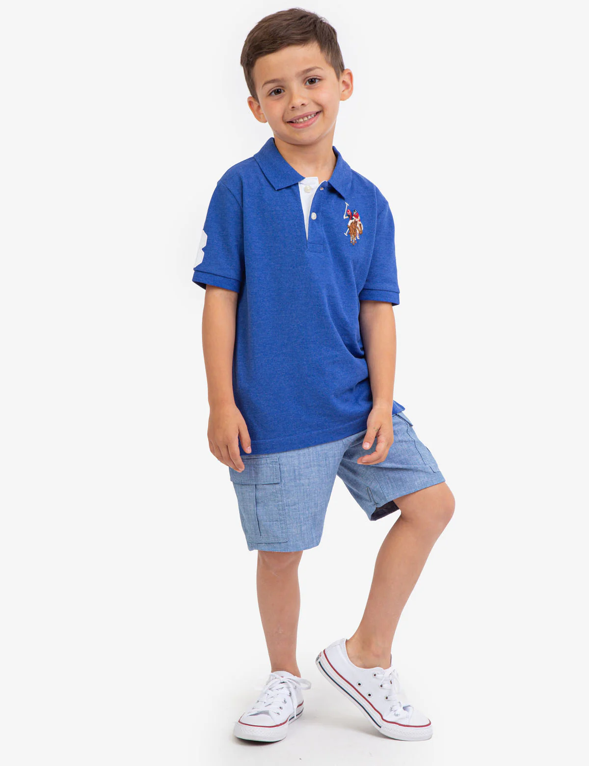 BOYS MULTI COLOR LOGO PIQUE POLO SHIRT - Image 4
