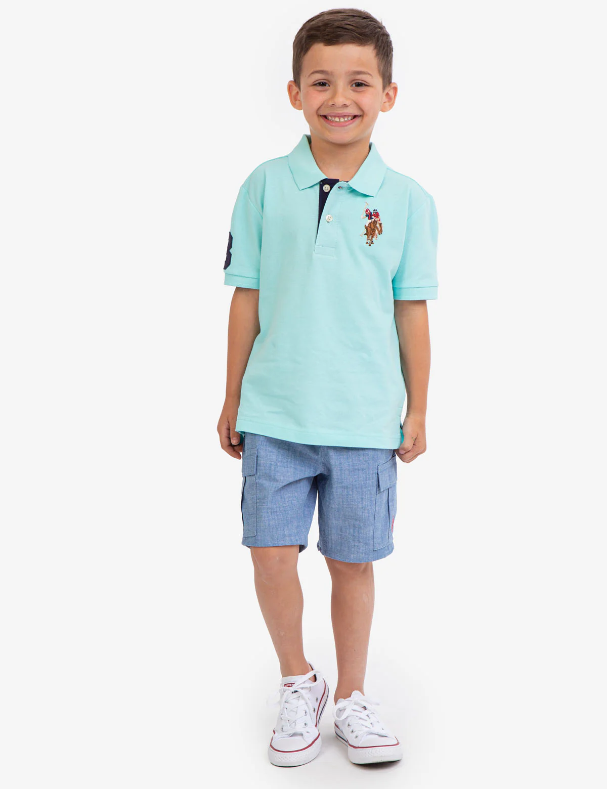 BOYS MULTI COLOR LOGO PIQUE POLO SHIRT - Image 9