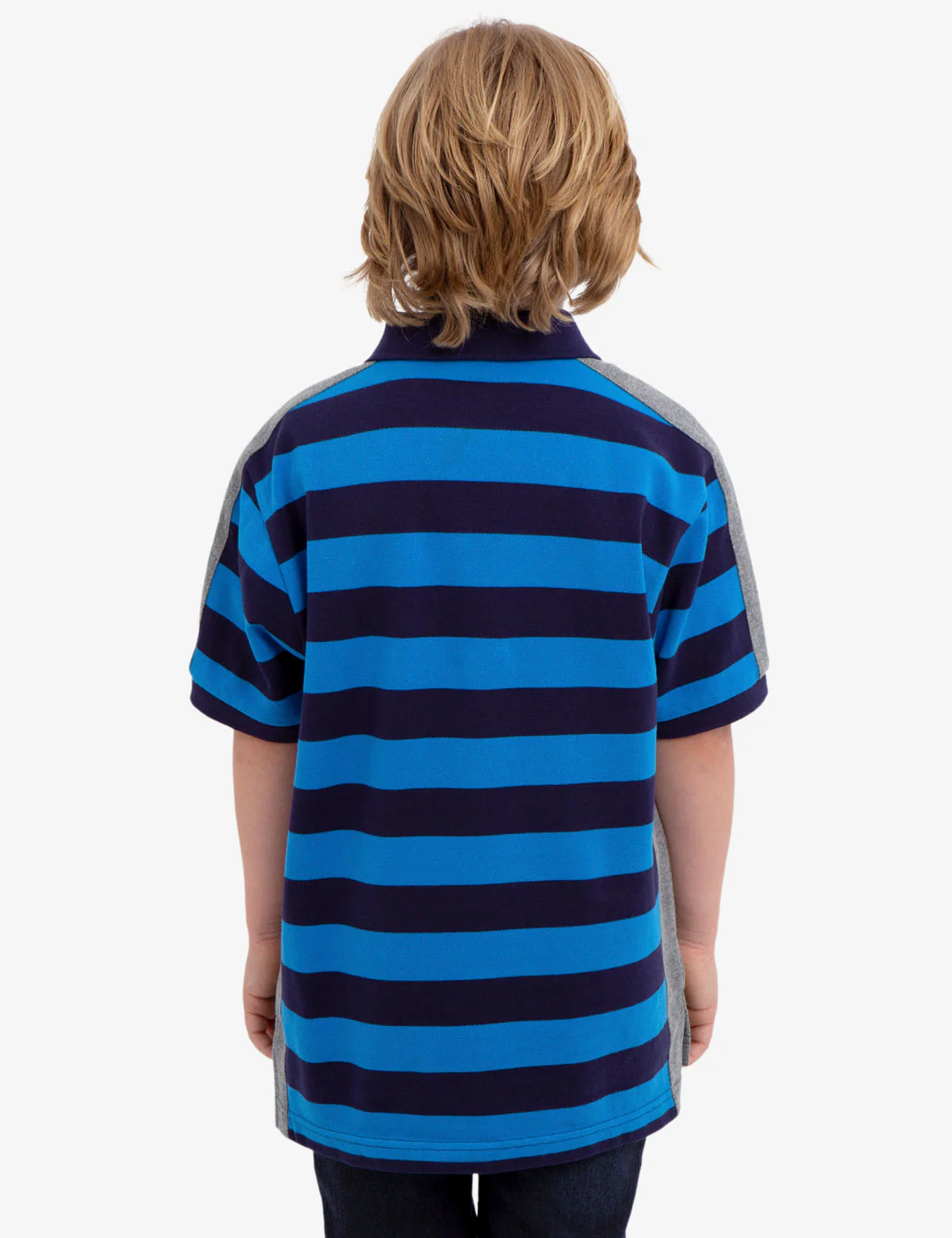 BOYS STRIPED COLORBLOCK PIQUE POLO SHIRT - Image 3