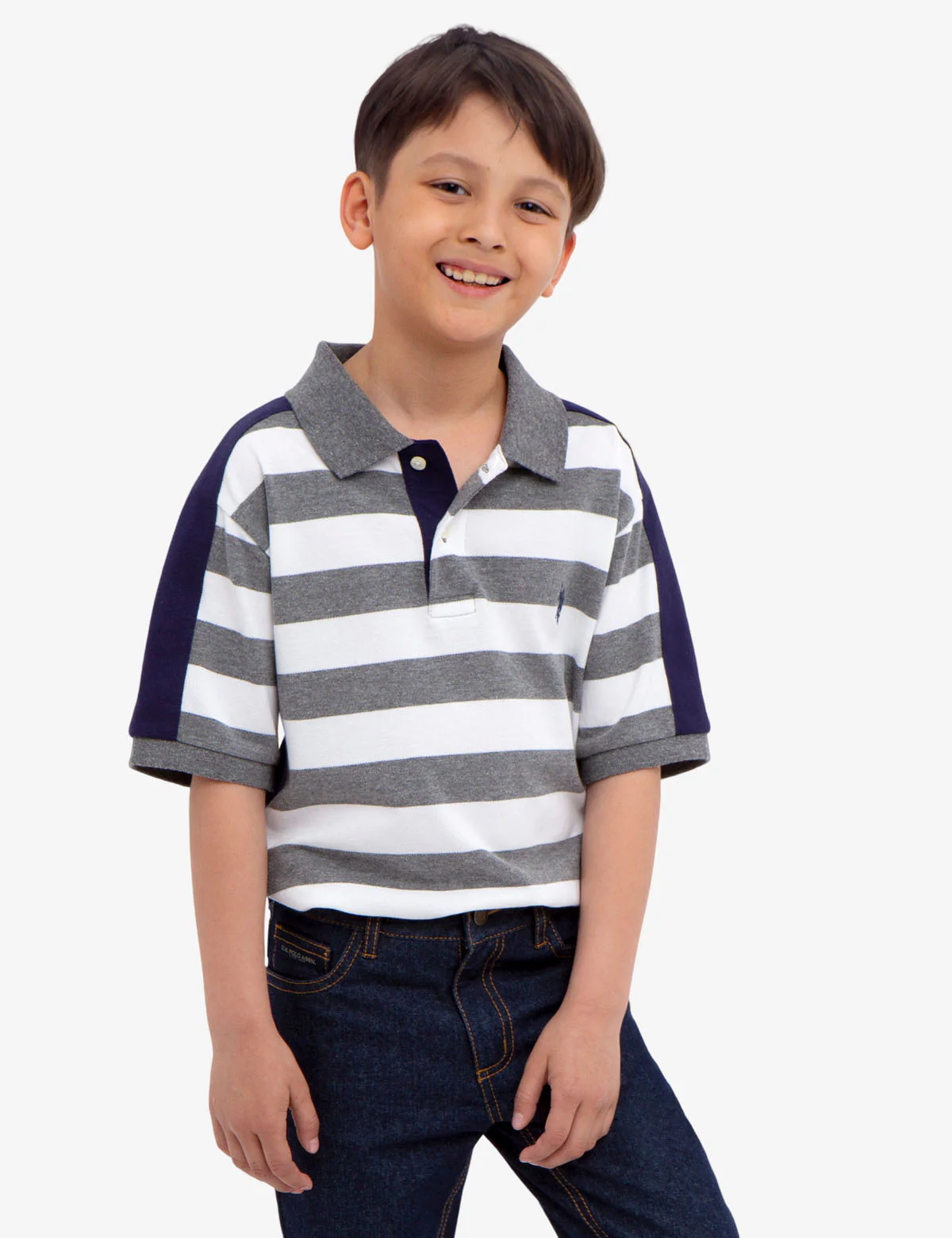 BOYS STRIPED COLORBLOCK PIQUE POLO SHIRT - Image 4