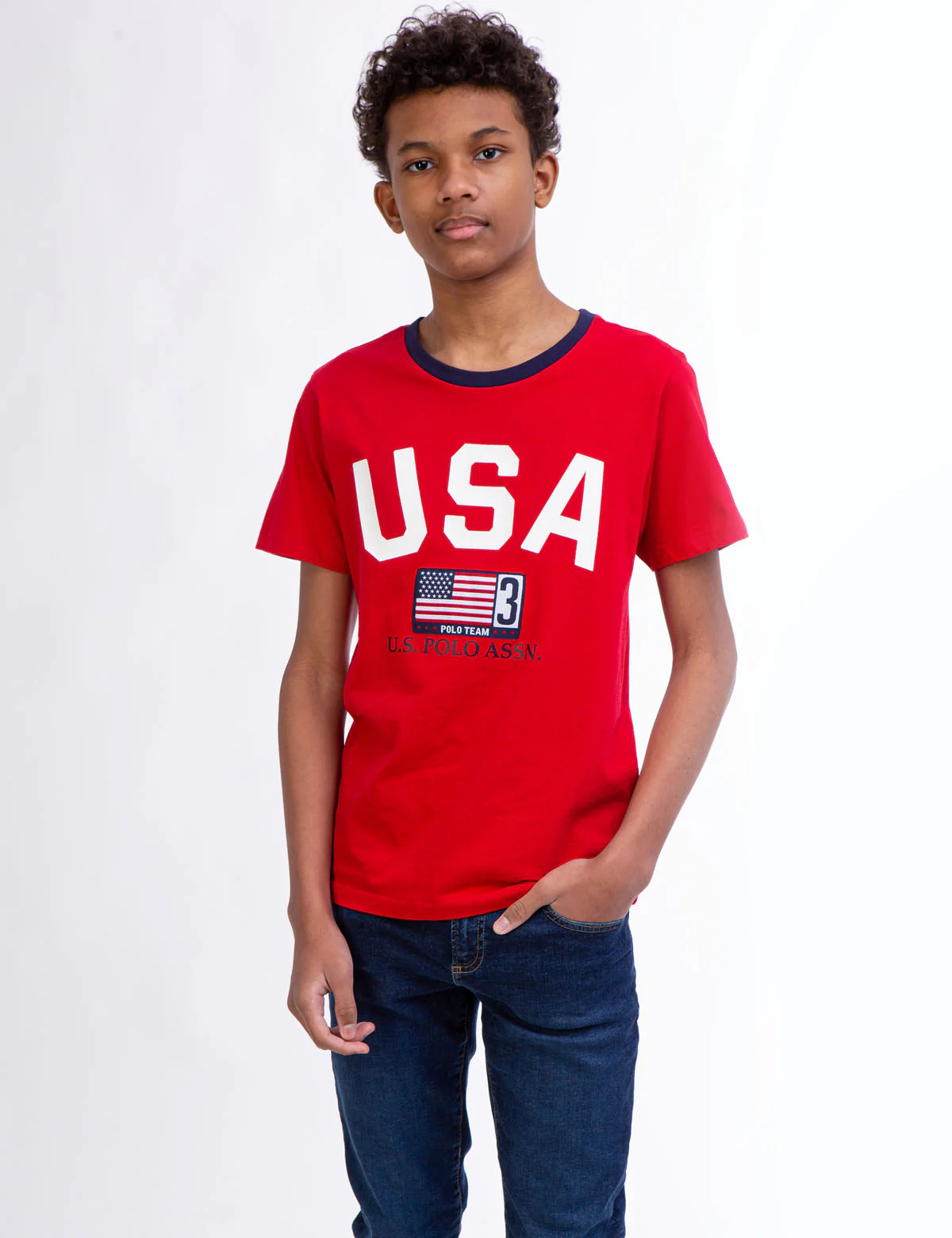 BOYS USA FLAG CREW NECK T-SHIRT