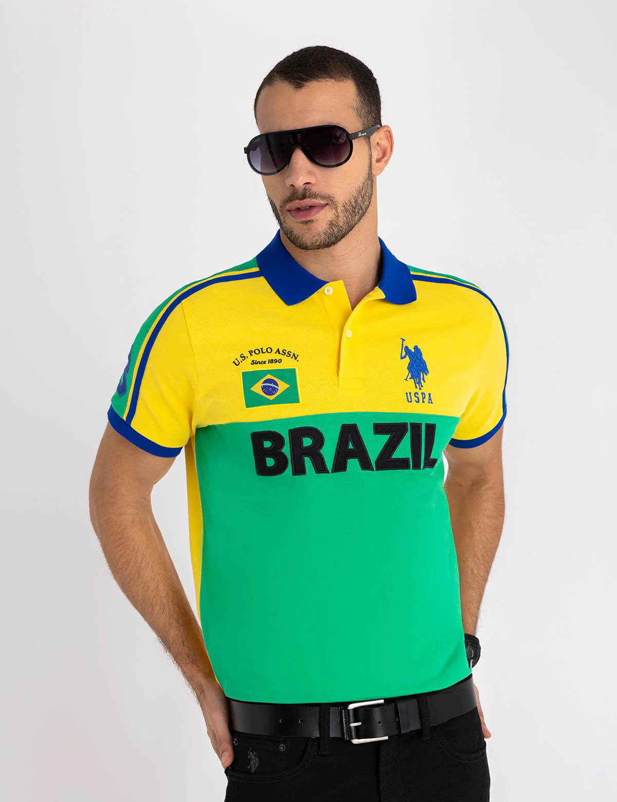 BRAZIL COLOR BLOCK PIQUE POLO SHIRT - Image 7