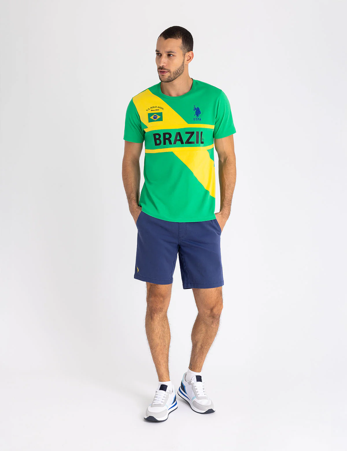 BRAZIL DIAGONAL COLOR BLOCK JERSEY T-SHIRT - Image 4
