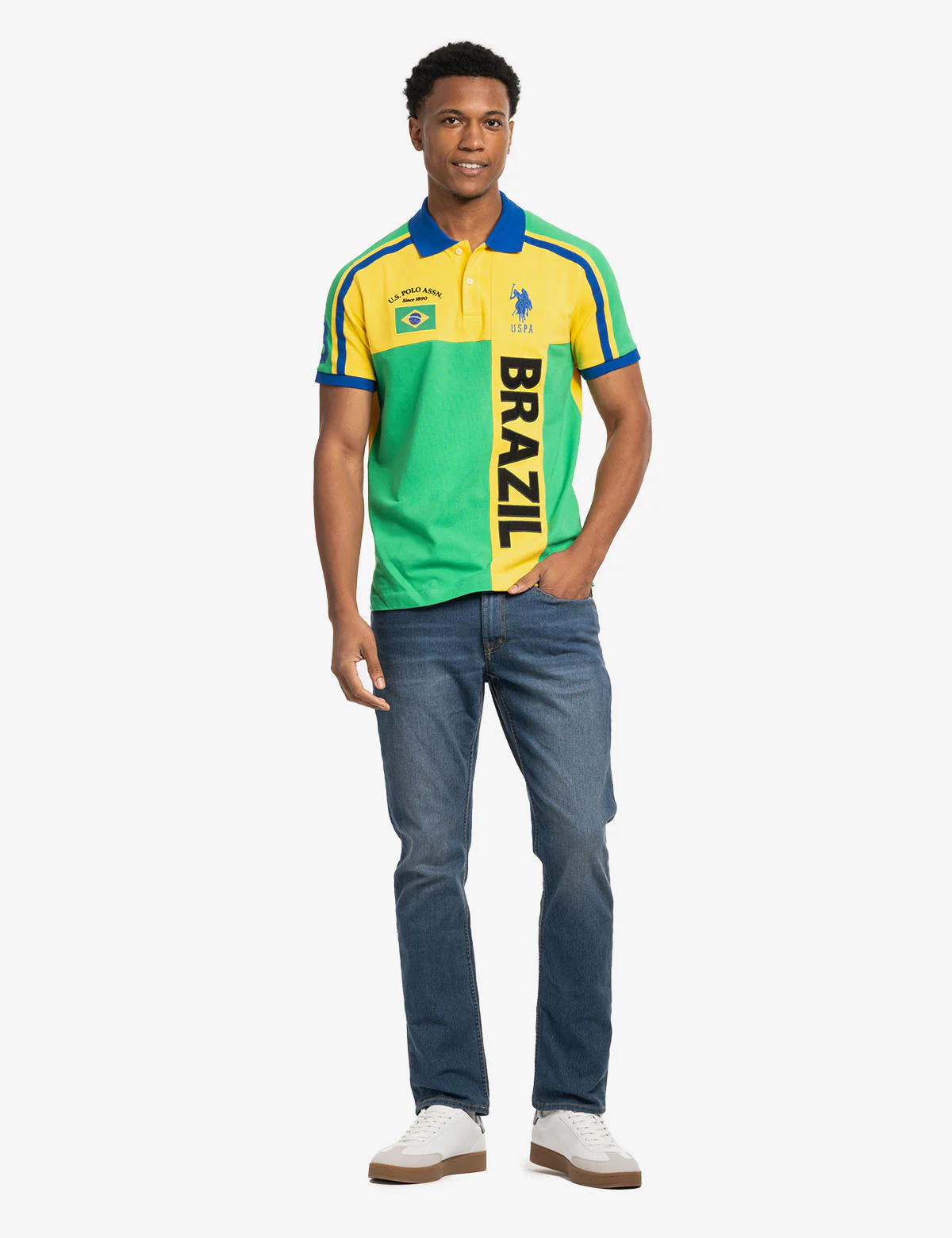 BRAZIL VERTICAL COLOR BLOCK PIQUE POLO SHIRT - Image 2