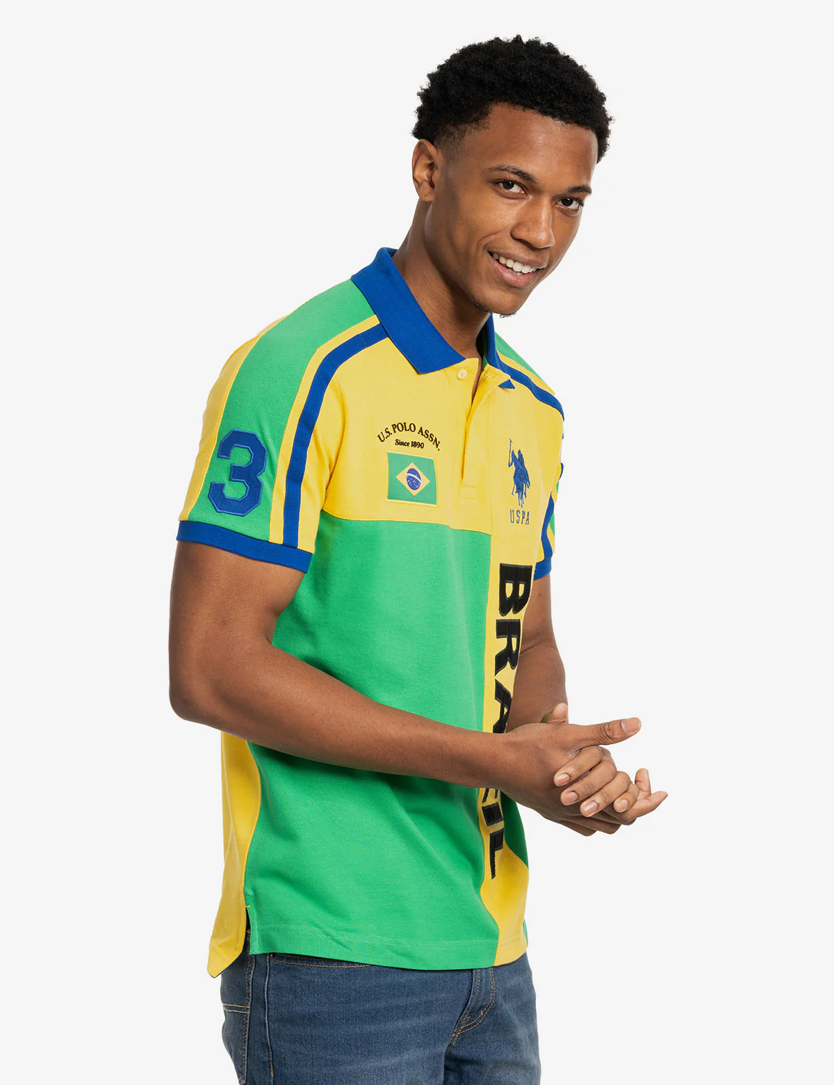 BRAZIL VERTICAL COLOR BLOCK PIQUE POLO SHIRT - Image 6