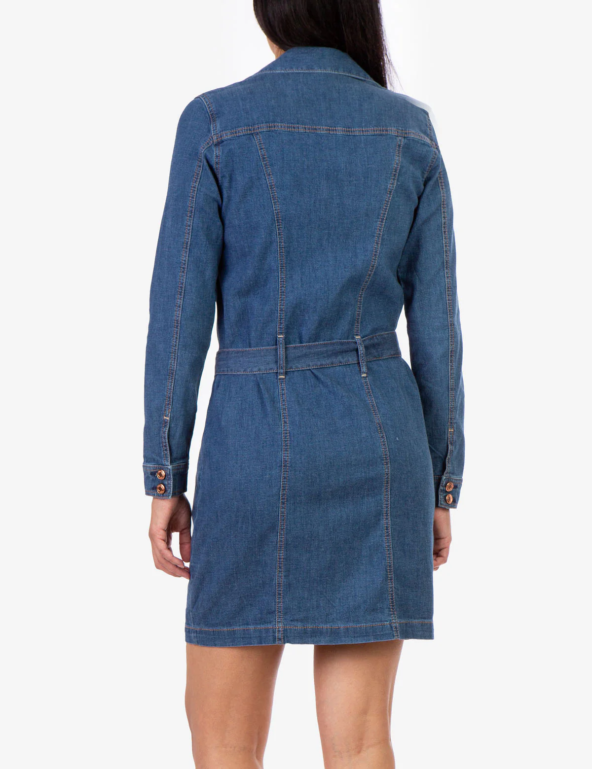 BUTTON FRONT BELTED DENIM DRESS - Image 4
