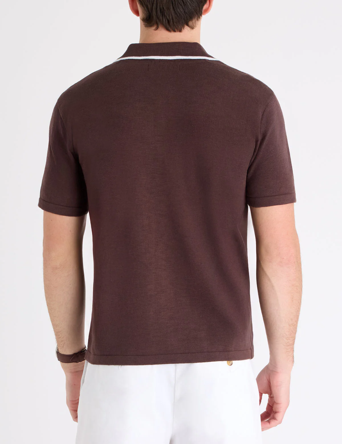 BUTTON FRONT COTTON SLUB POLO SHIRT - Image 4