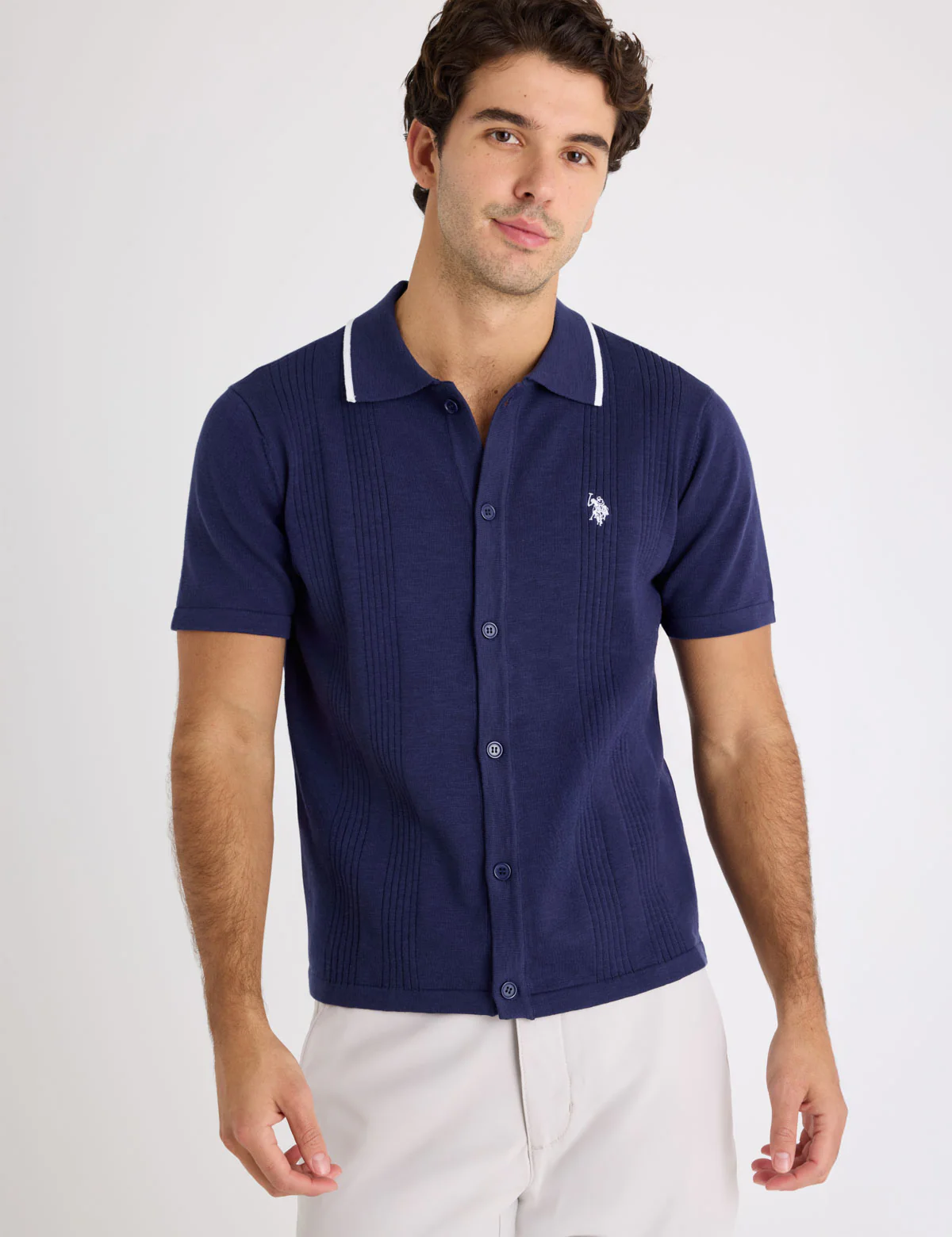 BUTTON FRONT COTTON SLUB POLO SHIRT - Image 5