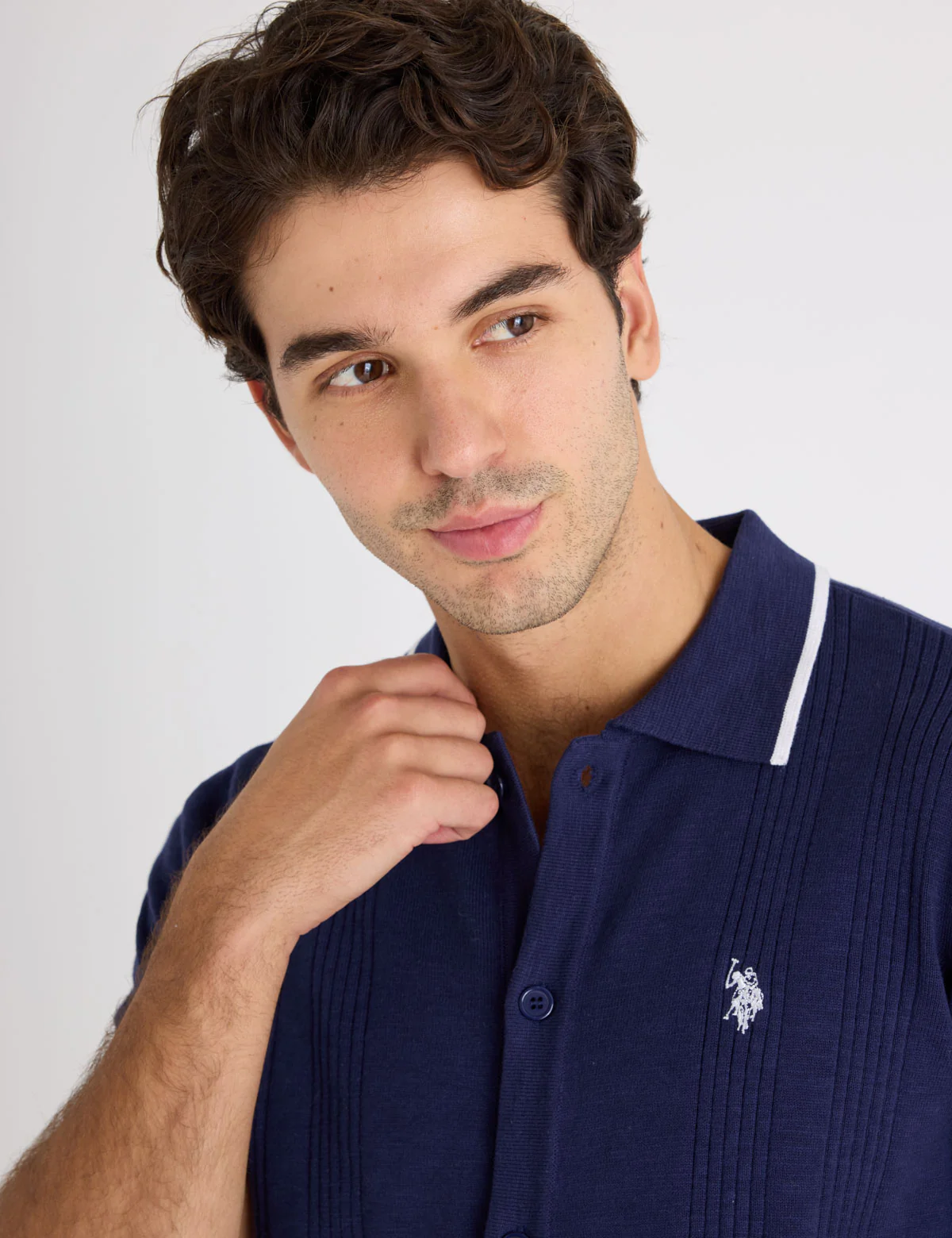 BUTTON FRONT COTTON SLUB POLO SHIRT - Image 6