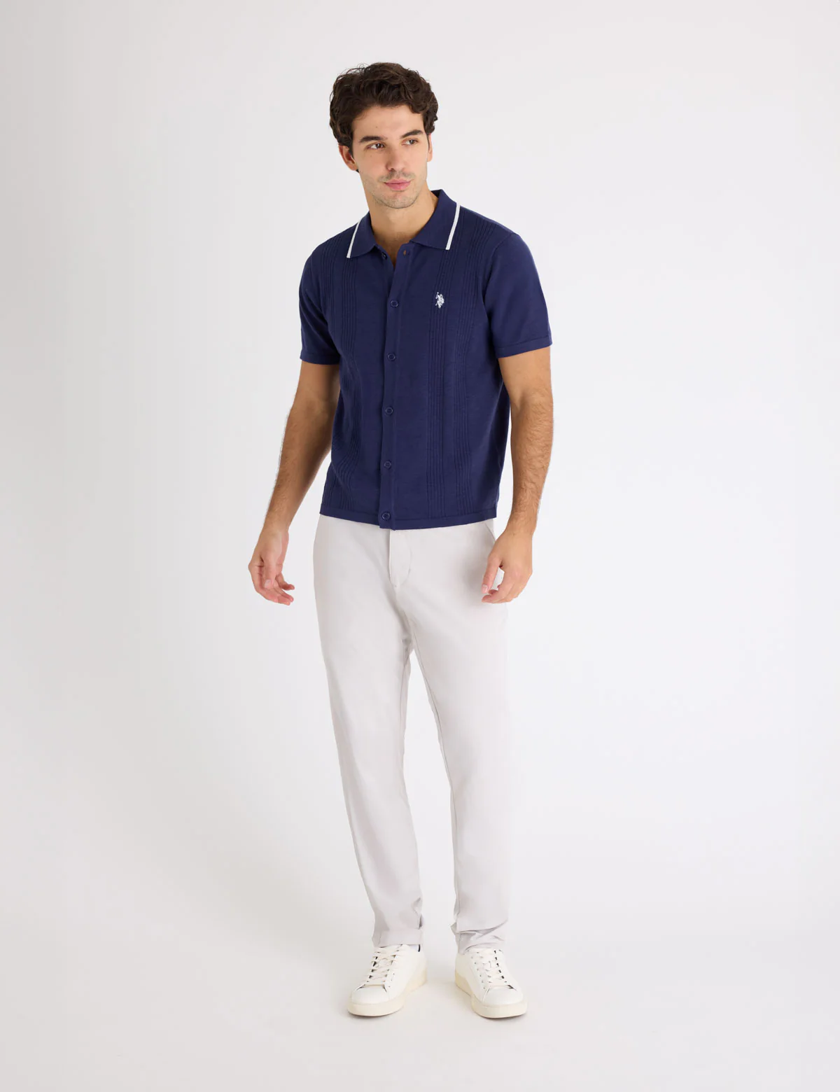 BUTTON FRONT COTTON SLUB POLO SHIRT - Image 7