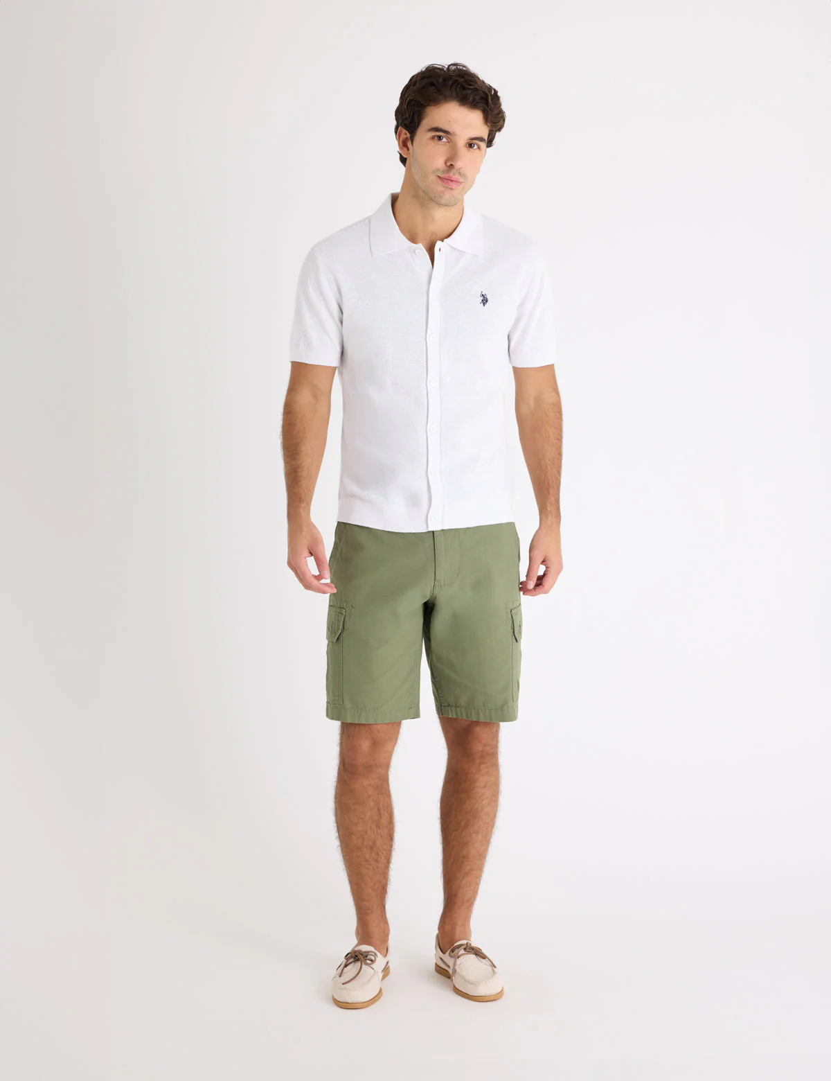 BUTTON FRONT SEED STITCH COTTON SLUB POLO SHIRT - Image 6