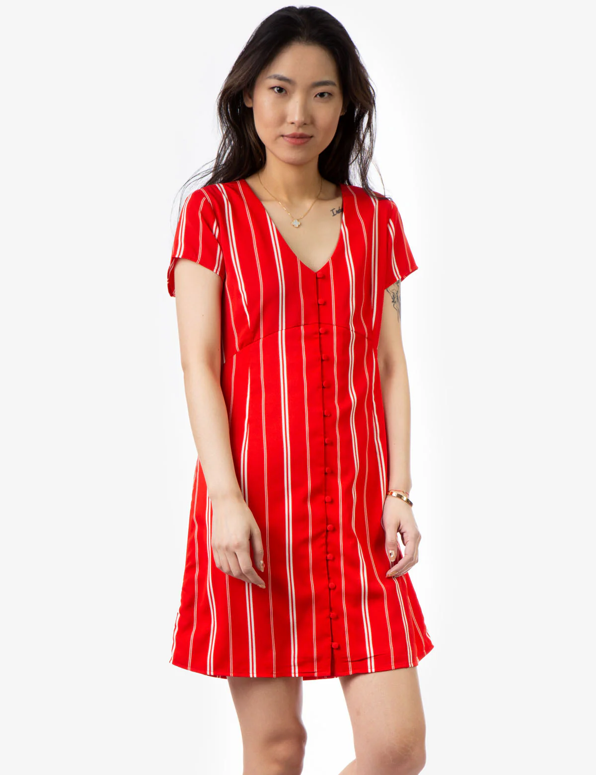 STRIPE BUTTON UP DRESS