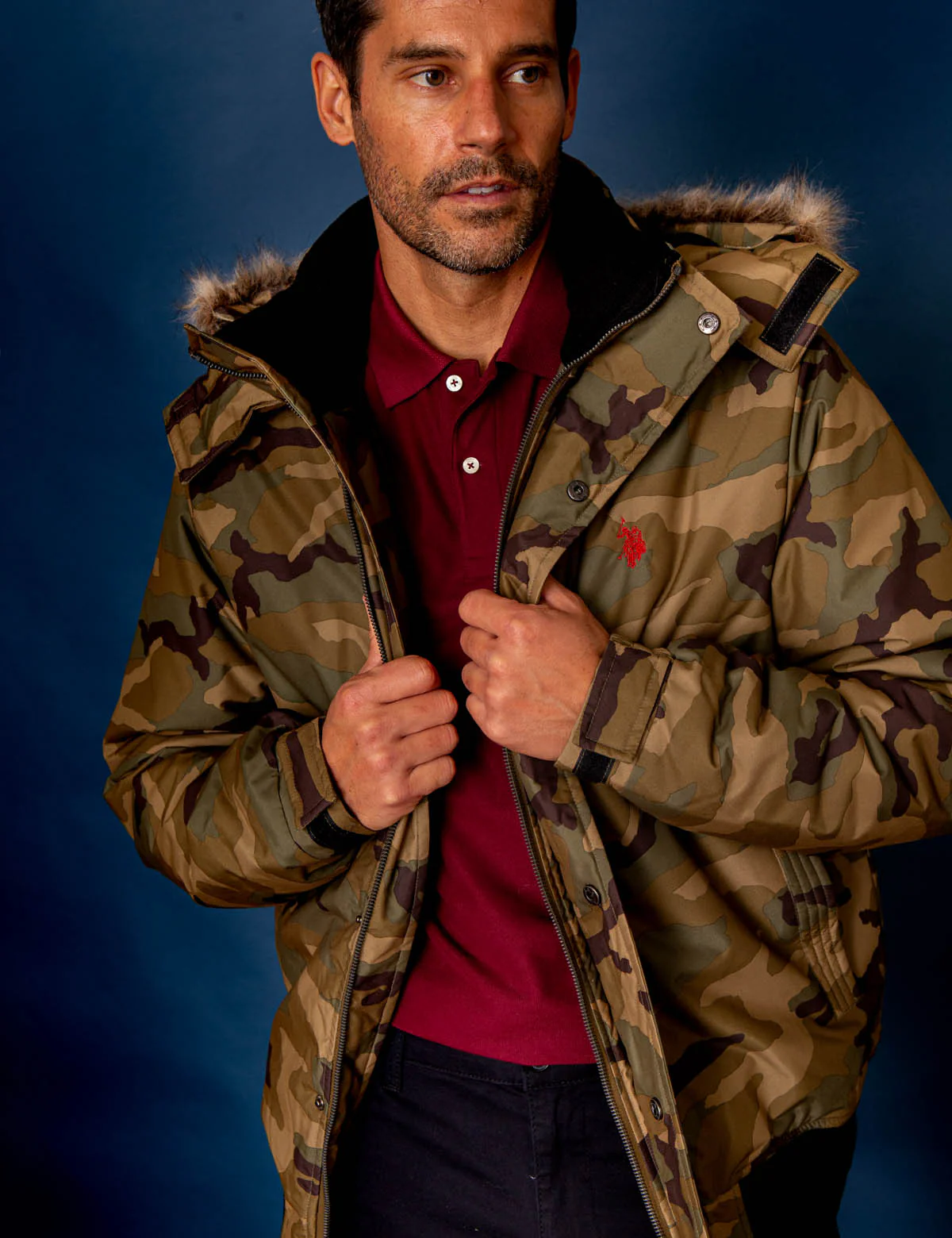 CAMO FAUX FUR TRIMMED JACKET - Image 5