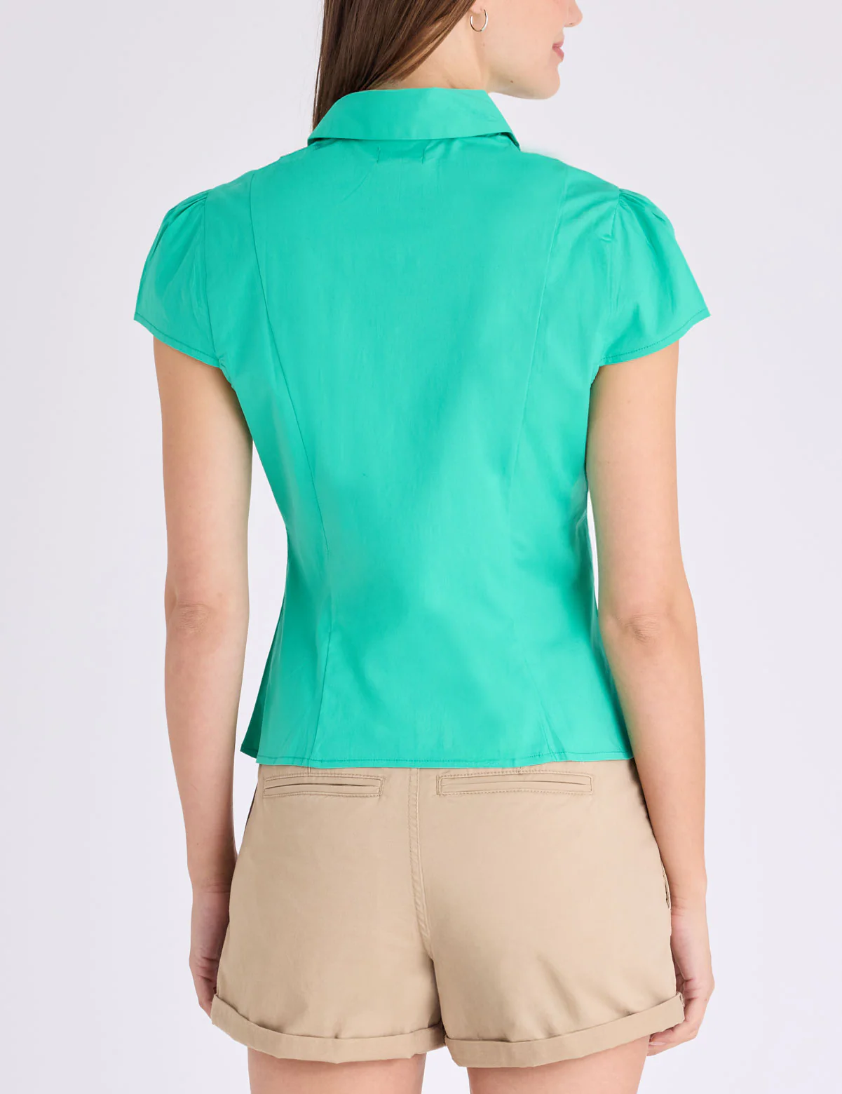 CAP SLEEVE FITTED POPLIN BLOUSE - Image 5