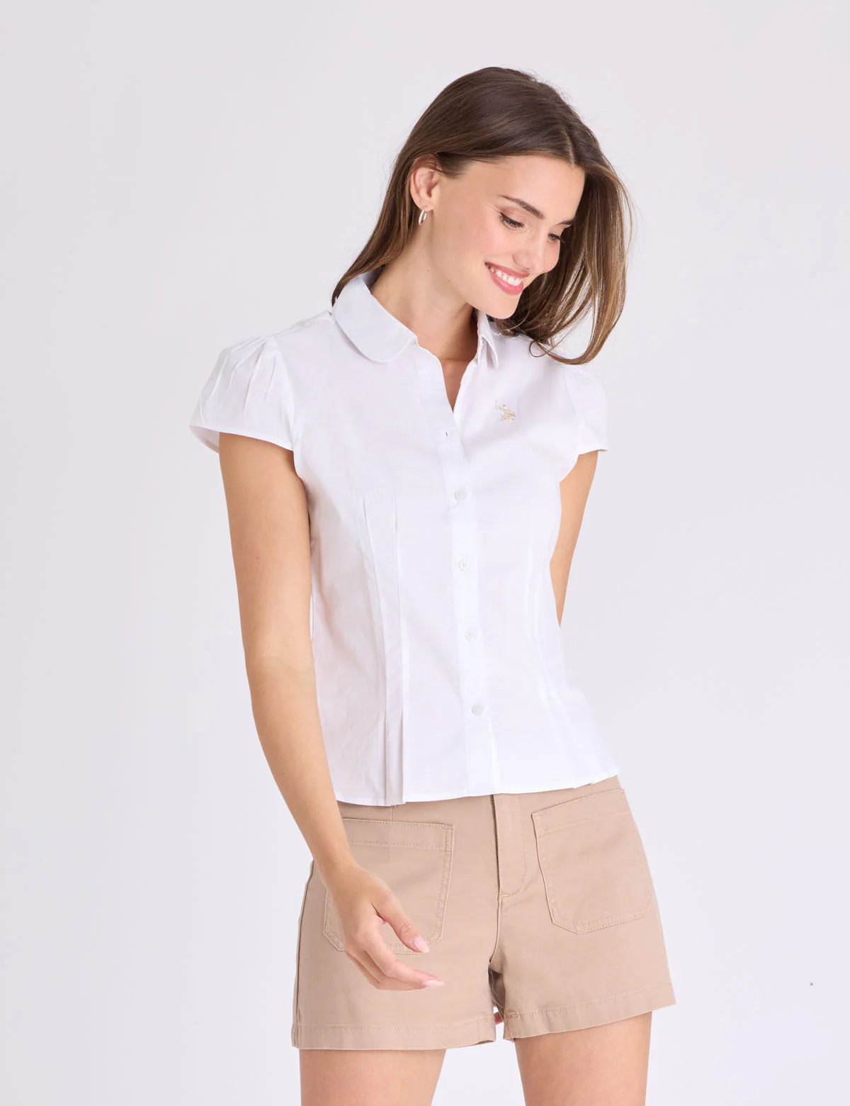 CAP SLEEVE FITTED POPLIN BLOUSE - Image 8