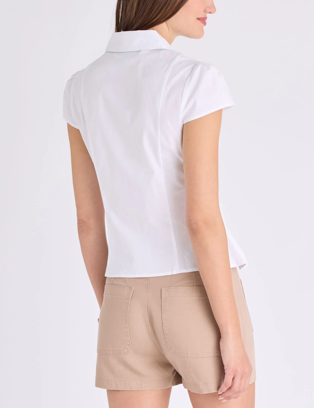 CAP SLEEVE FITTED POPLIN BLOUSE - Image 9