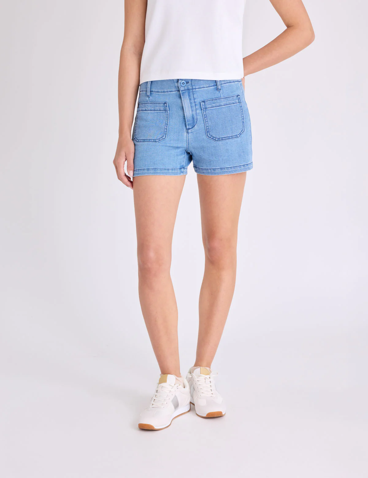 CHAMBRAY PATCH POCKET SHORTS - Image 2