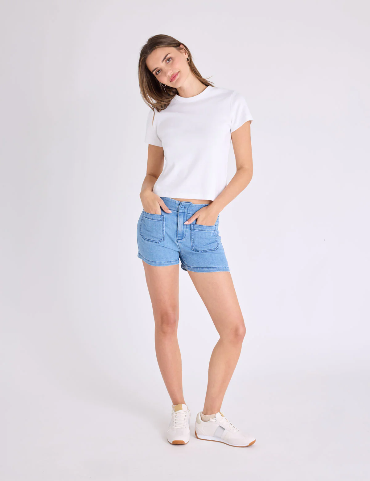CHAMBRAY PATCH POCKET SHORTS - Image 7