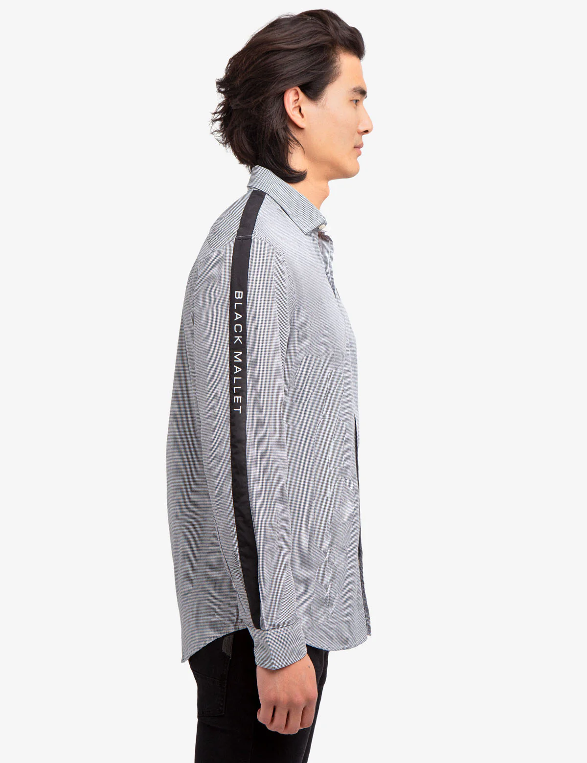 BLACK MALLET MINI CHECK SIDE STRIPE SHIRT - Image 3