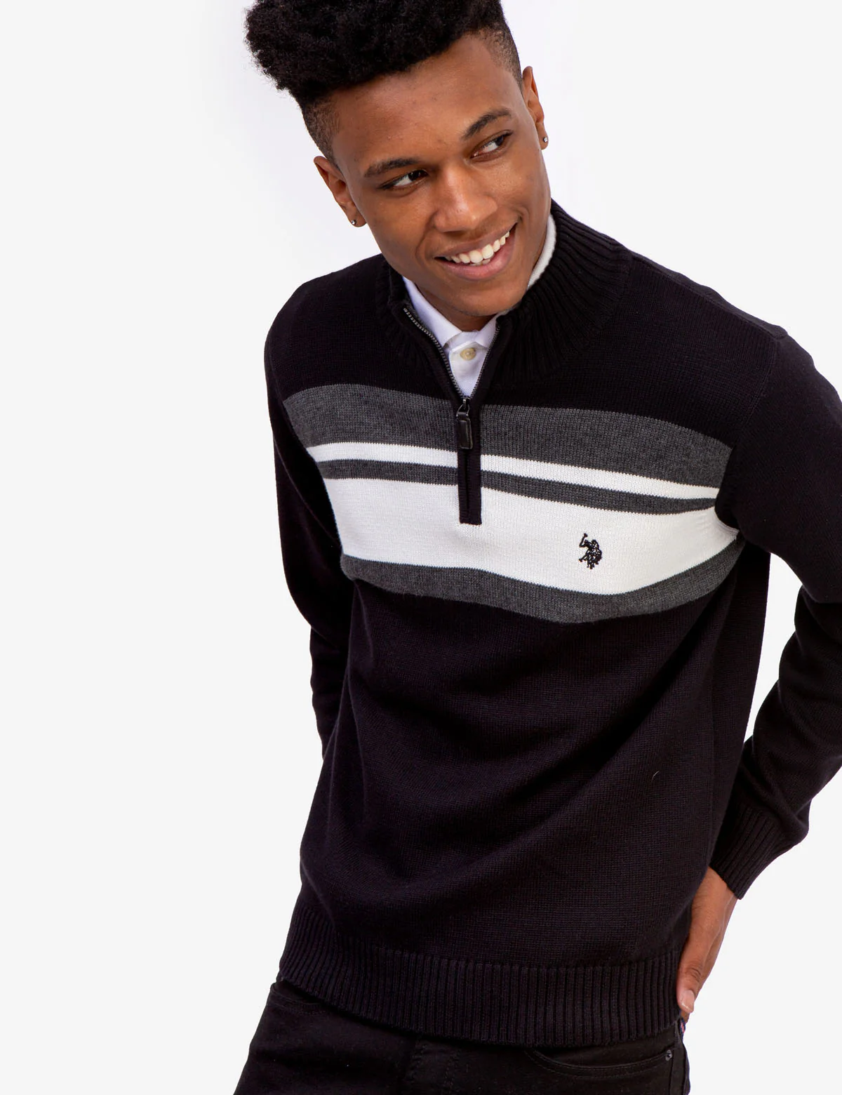 CHEST STRIPE 1/4 ZIP SWEATER - Image 4