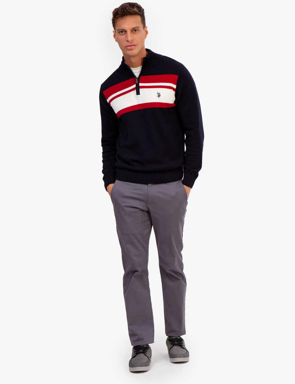 CHEST STRIPE 1/4 ZIP SWEATER - Image 5