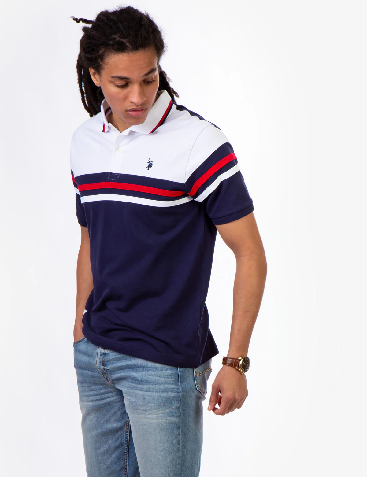 STRIPE COLOR BLOCK POLO SHIRT - Image 3