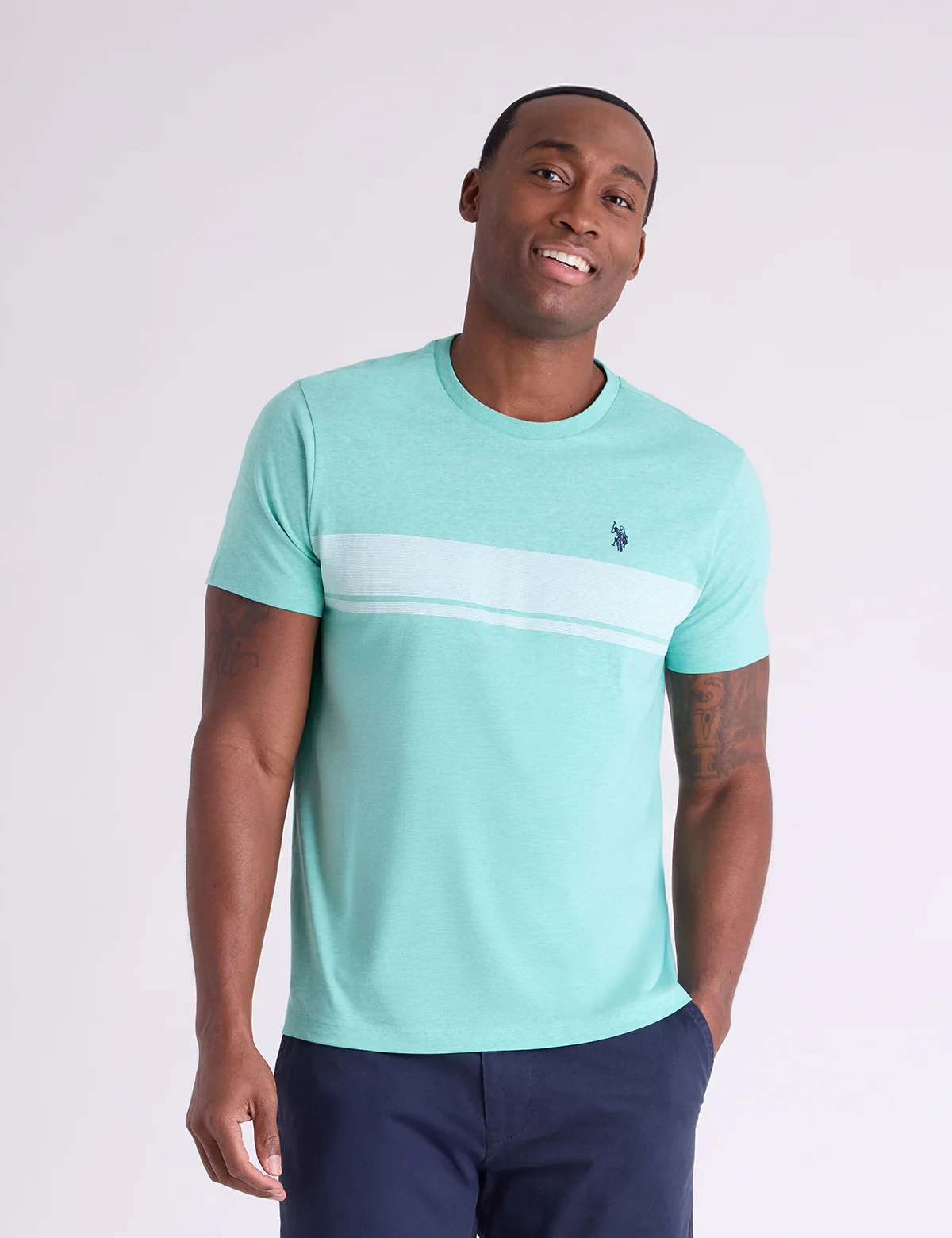 CHEST STRIPE COLORBLOCK JERSEY T-SHIRT