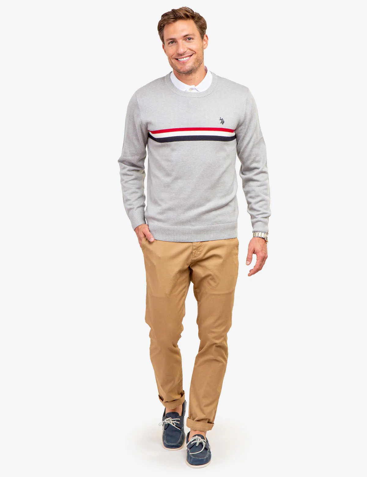 CHEST STRIPE CREW NECK SWEATER - Image 3