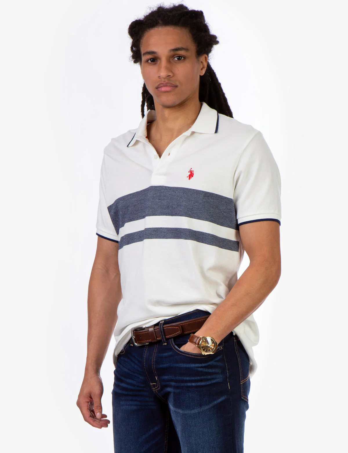 STRIPE JACQUARD PIQUE POLO SHIRT - Image 4