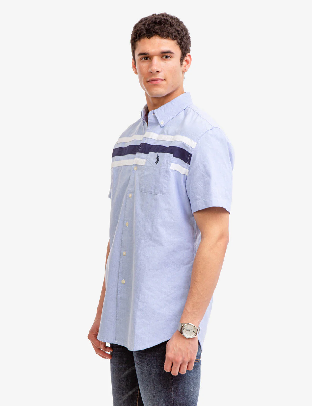 CHEST STRIPE SHORT SLEEVE OXFORD SHIRT - Image 5