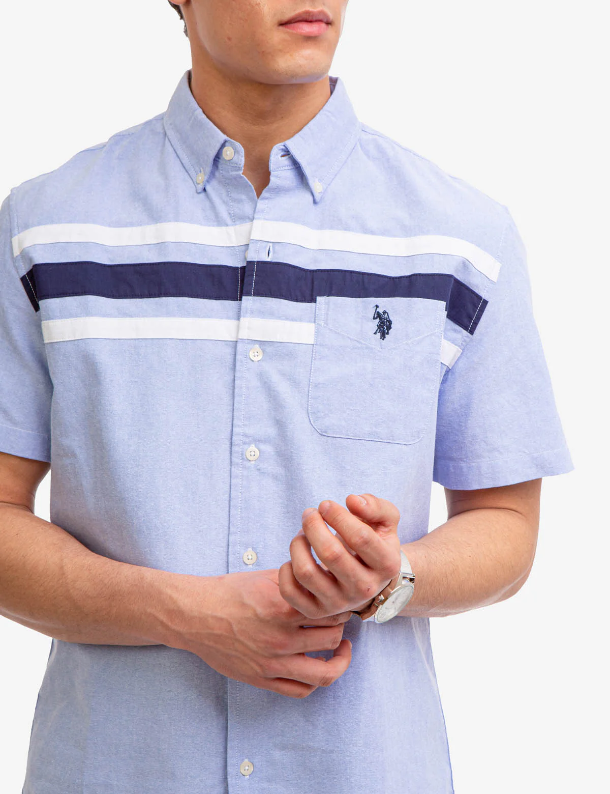 CHEST STRIPE SHORT SLEEVE OXFORD SHIRT - Image 7