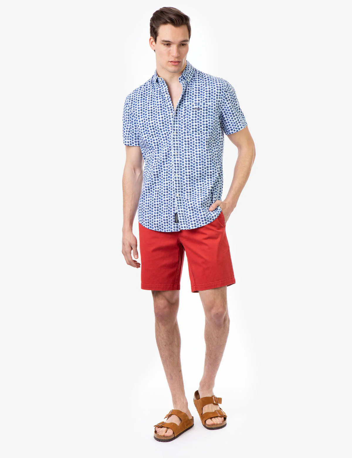 CIRCLE PRINT POPLIN SHORT SLEEVE SHIRT - Image 2