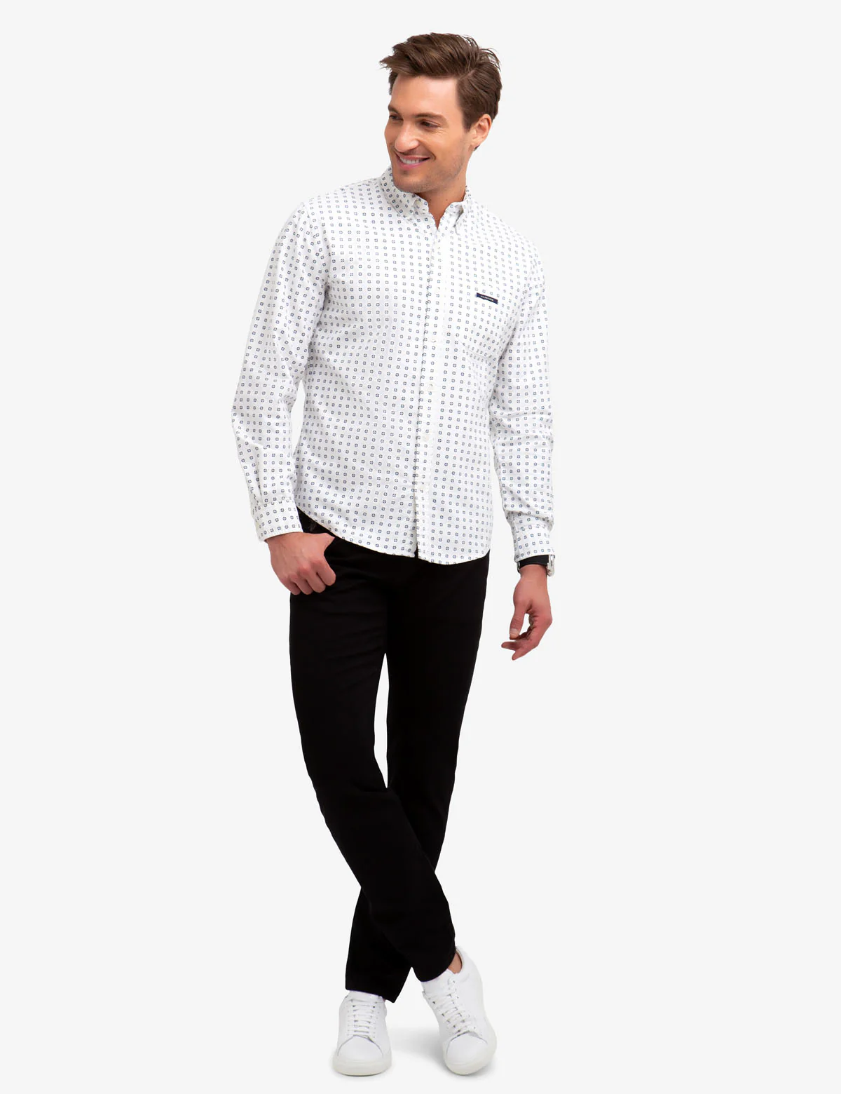 NO-TUCK GEOMETRIC PRINT OXFORD SHIRT. - Image 2