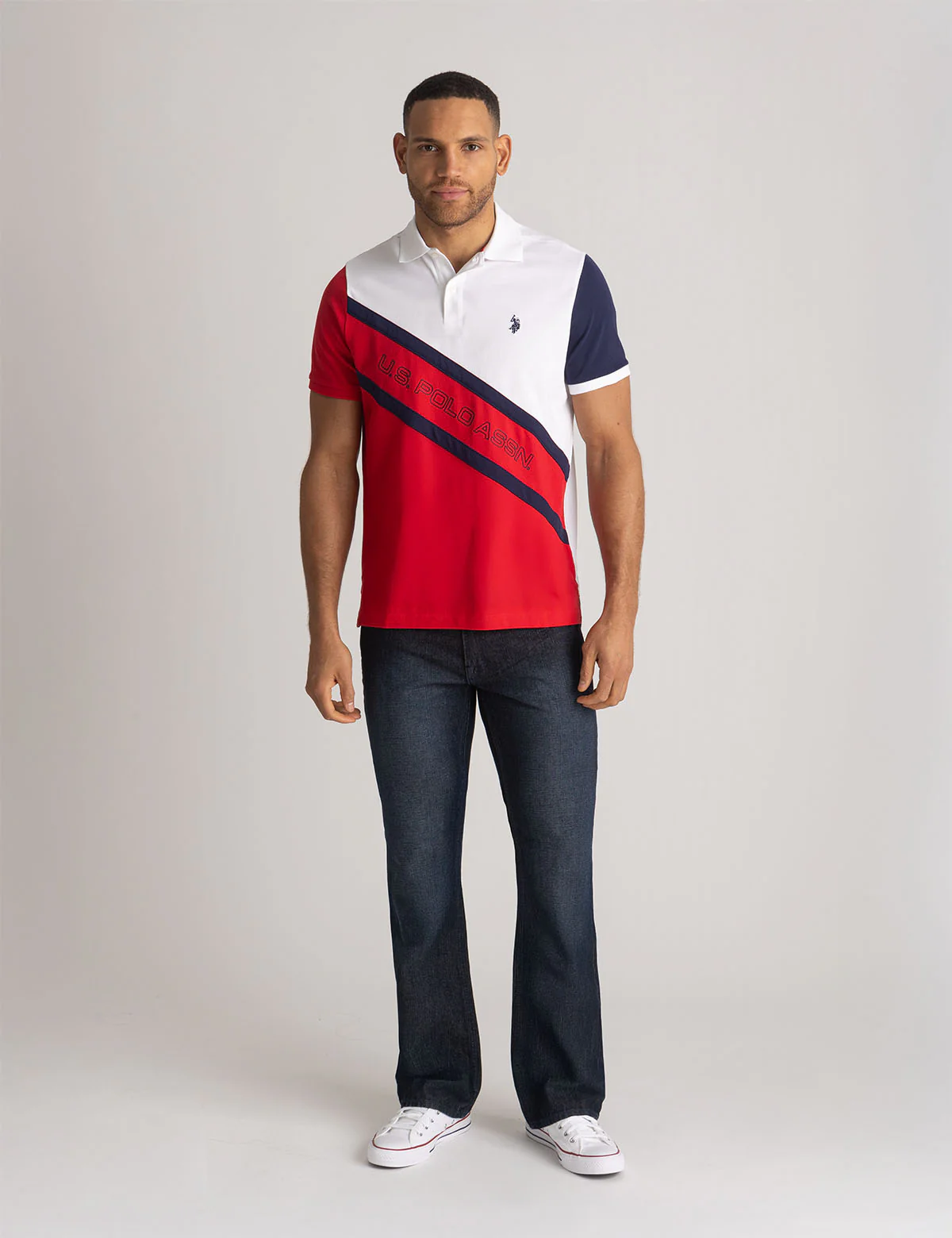 COLOR BLOCK DOUBLE DIAGONAL SASH POLO SHIRT - Image 2