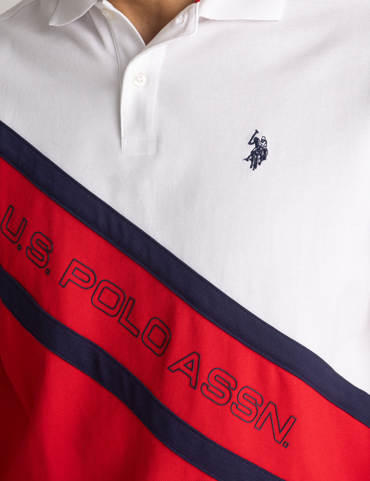 COLOR BLOCK DOUBLE DIAGONAL SASH POLO SHIRT - Image 3