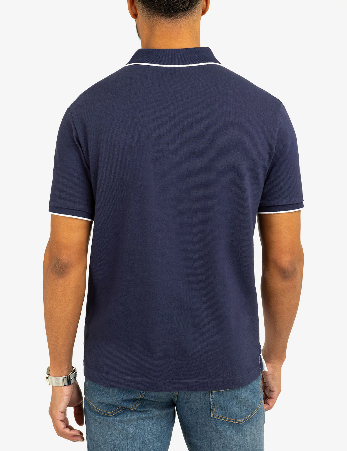 COLOR BLOCK OTTOMAN TEXTURE KNIT POLO SHIRT - Image 9