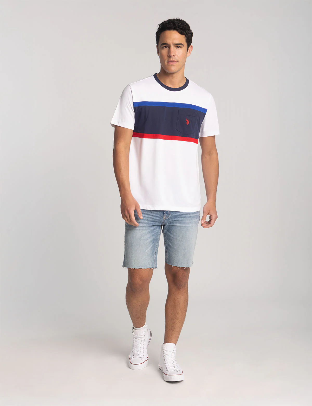 COLOR BLOCK RINGER CREW POCKET T-SHIRT - Image 2