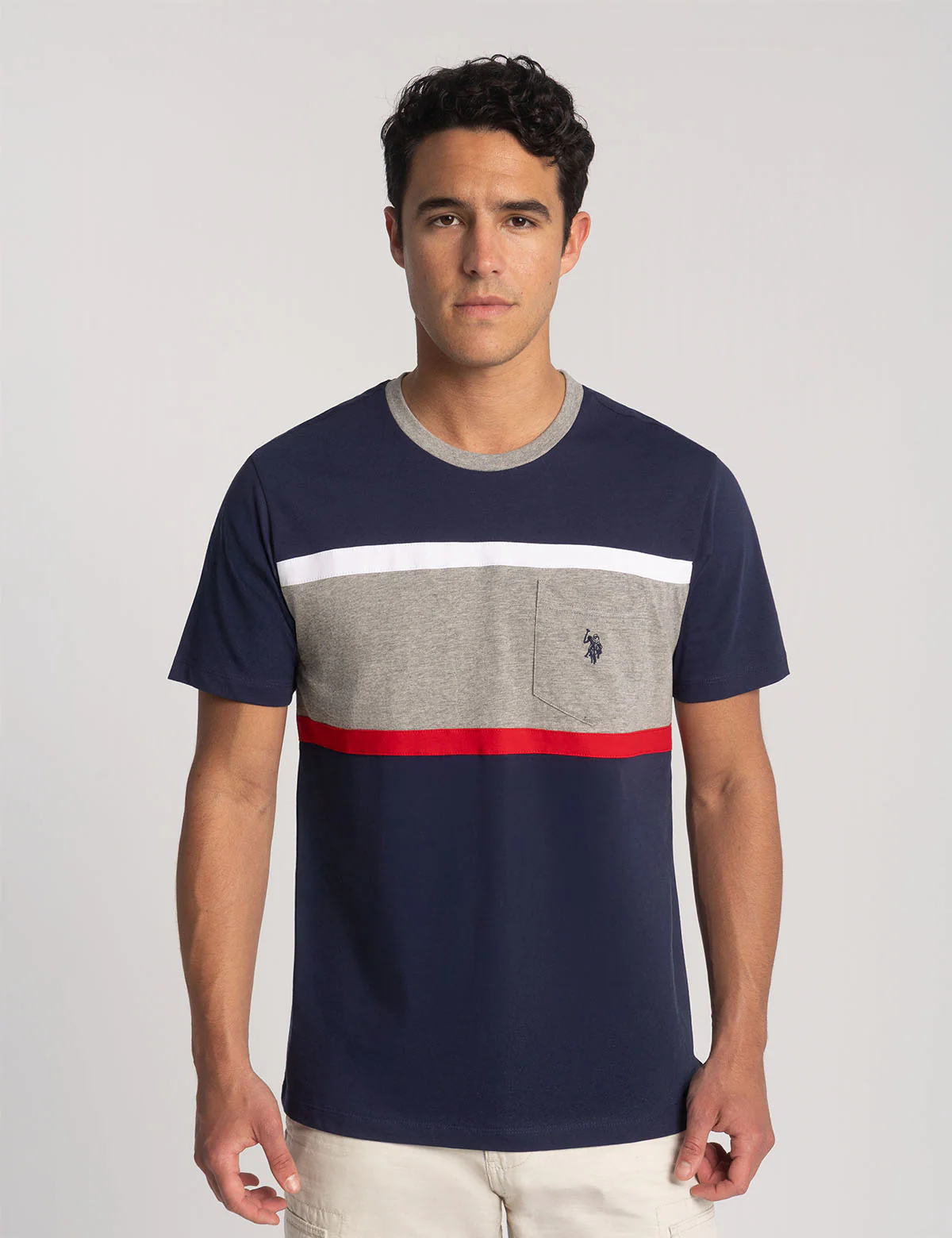 COLOR BLOCK RINGER CREW POCKET T-SHIRT - Image 5