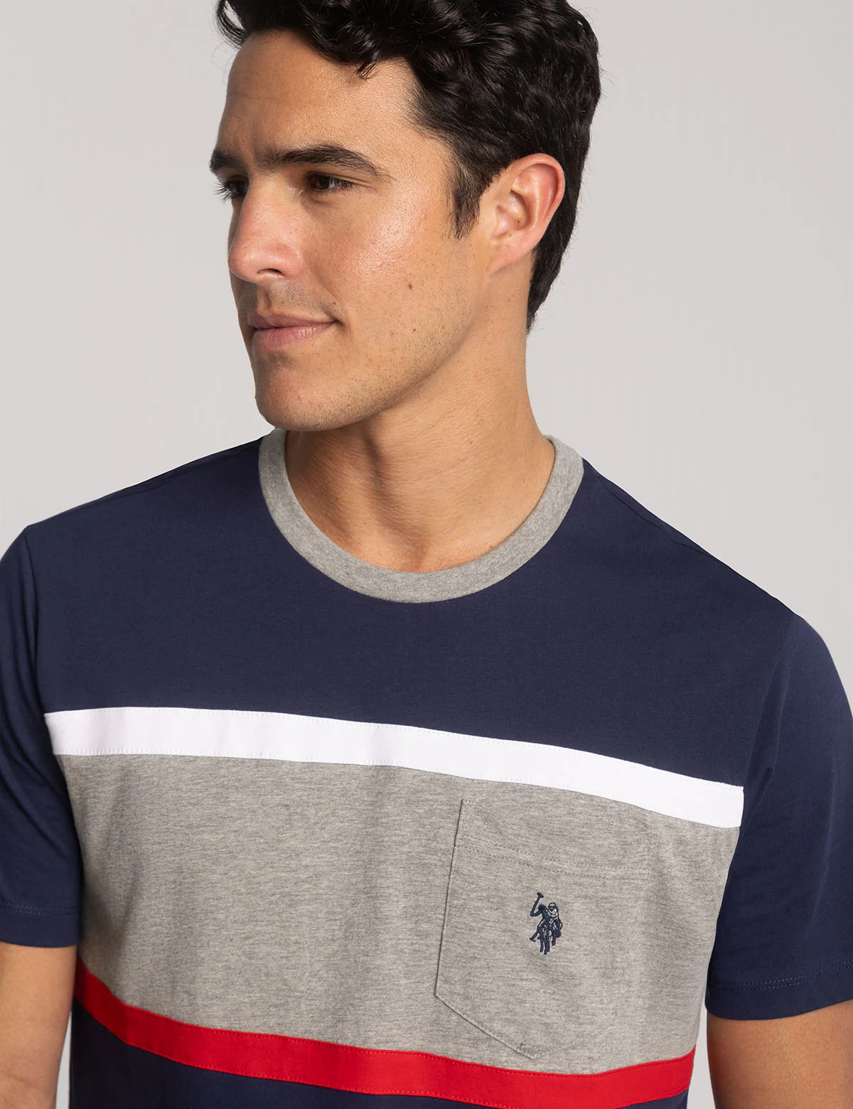 COLOR BLOCK RINGER CREW POCKET T-SHIRT - Image 7